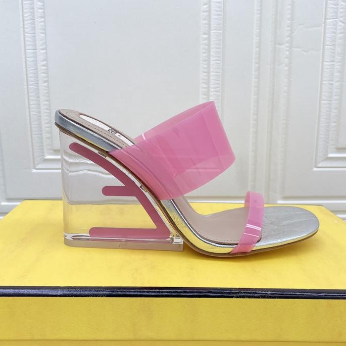 FENDI FENDI FIRST 95 MM HIGH-HEELED SANDAL IN ROSE PINK TPU FILM AND LAMBSKIN