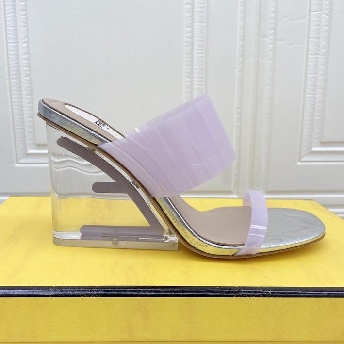 FENDI FENDI FIRST 95 MM HIGH-HEELED SANDAL IN PURPLE PASTEL TPU FILM AND LAMBSKIN
