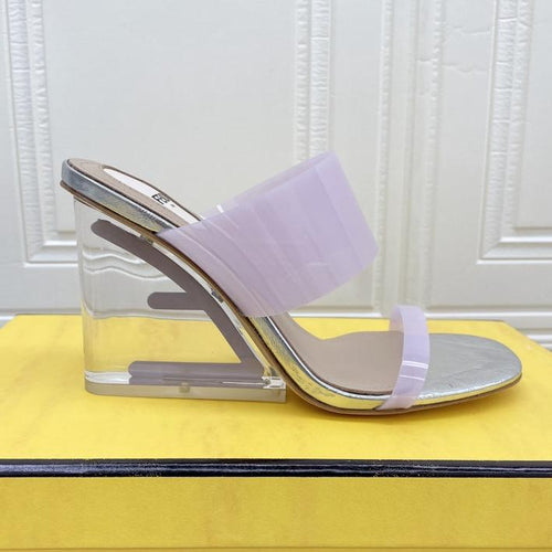 FENDI FENDI FIRST 95 MM HIGH-HEELED SANDAL IN PURPLE PASTEL TPU FILM AND LAMBSKIN