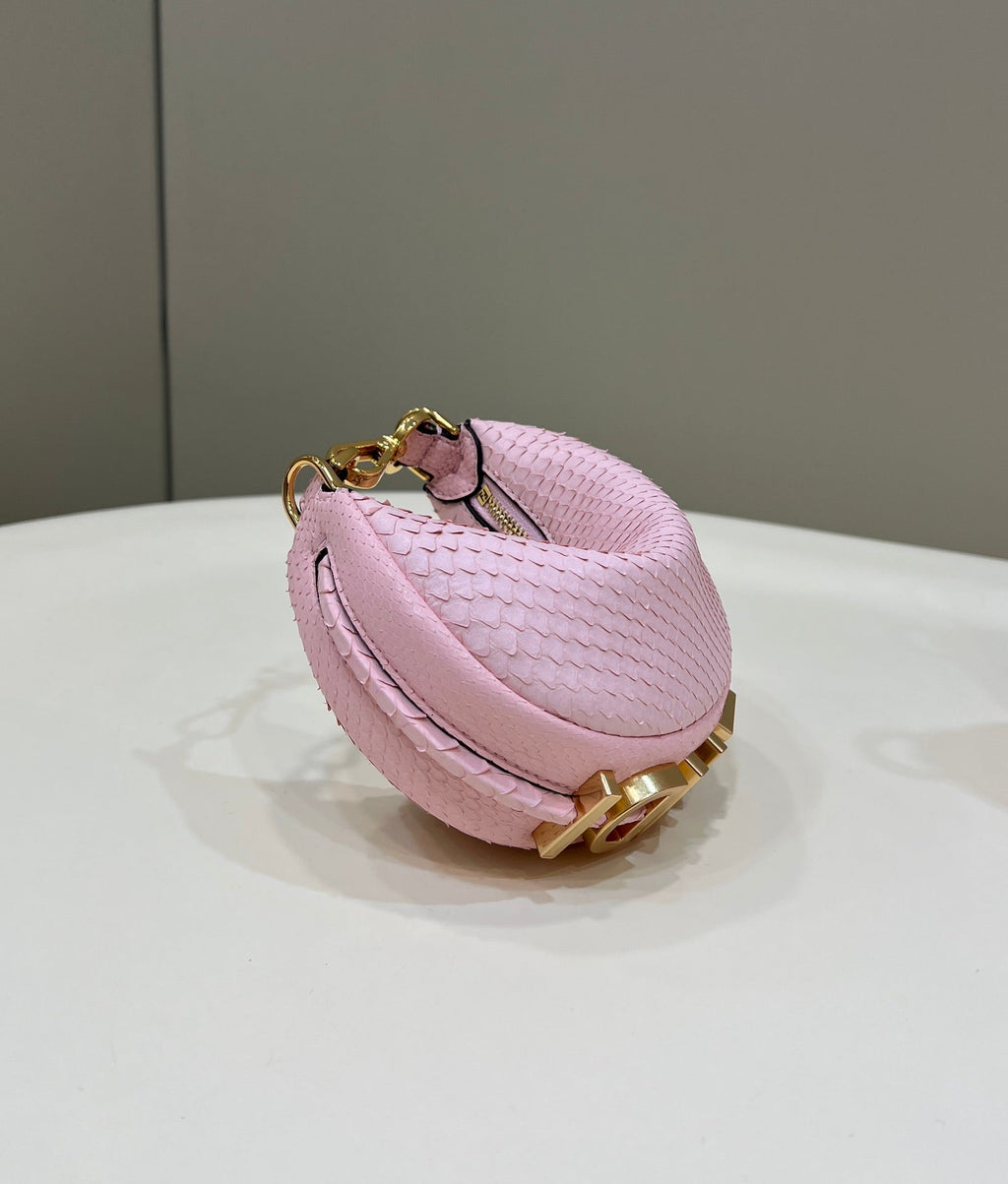 FENDI FENDIGRAPHY MINI 16 BAG IN LIGHT PINK CALFSKIN GOLD HARDWARE