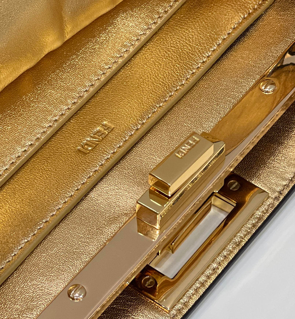 FENDI PEEKABOO ISEEU 33 IN GOLD METALLIC CALFSKIN GOLD HARDWARE