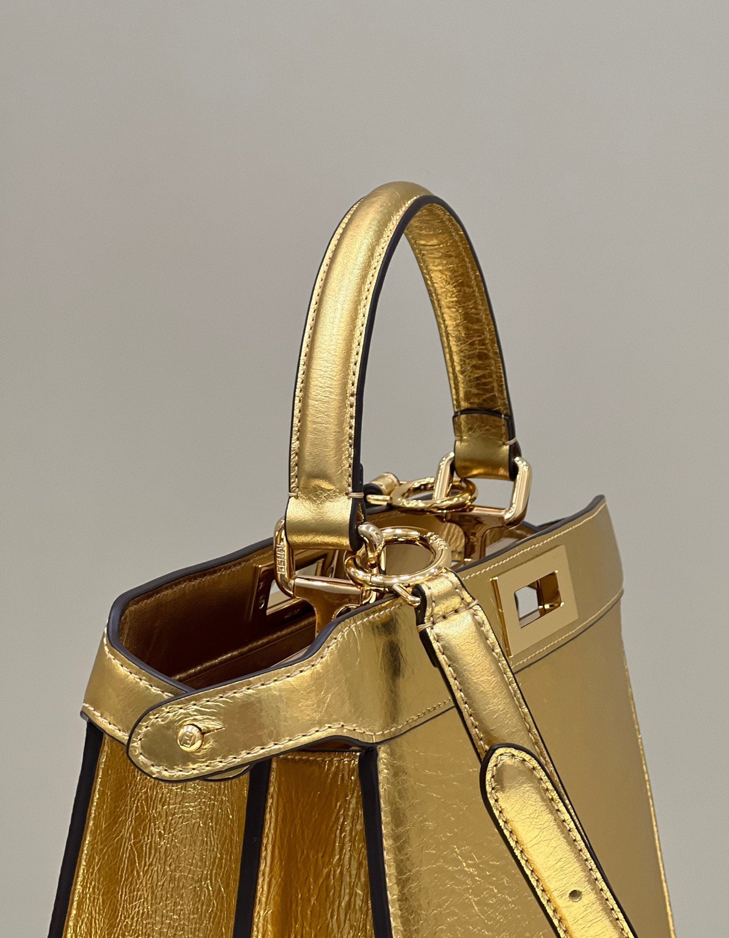 FENDI PEEKABOO ISEEU 33 IN GOLD METALLIC CALFSKIN GOLD HARDWARE