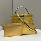 FENDI PEEKABOO ISEEU 33 IN GOLD METALLIC CALFSKIN GOLD HARDWARE