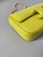 Celine 20 CHAIN EMBOSSED ARMPIT BAG CHARTREUSE YELLOW CALFSKIN