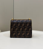 FENDI FENDI KANI 19 BAG IN BLACK MIX CHOCOLATE BROWN CALFSKIN WITH GOLD HARDWARE