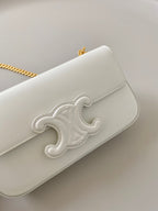 Celine 20 CHAIN EMBOSSED ARMPIT BAG WHITE CALFSKIN