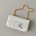 Celine 20 CHAIN EMBOSSED ARMPIT BAG WHITE CALFSKIN