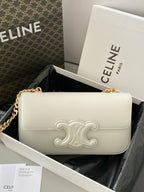 Celine 20 CHAIN EMBOSSED ARMPIT BAG WHITE CALFSKIN