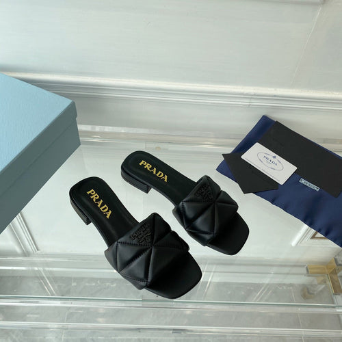 PRADA Slide 25 Quilted Black leather