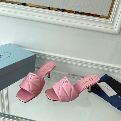 PRADA QUILTED HIGH HEELS SANDALS 65 PINK LAMBSKIN