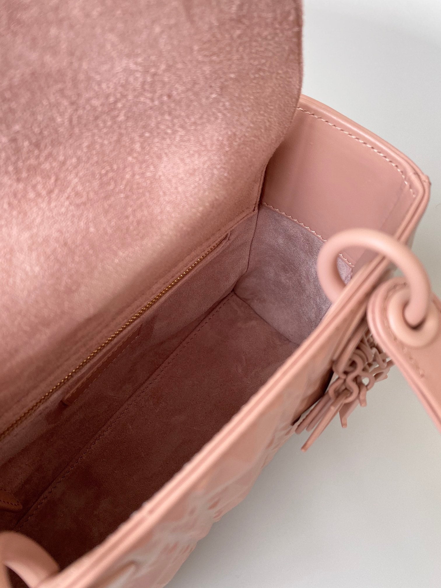 DIOR SMALL LADY 20 BLUSH ULTRAMATTE LAMBSKIN DIAMOND MOTIF