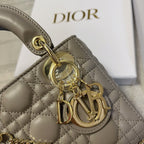 DIOR mini lady 17 brown grey lambskin