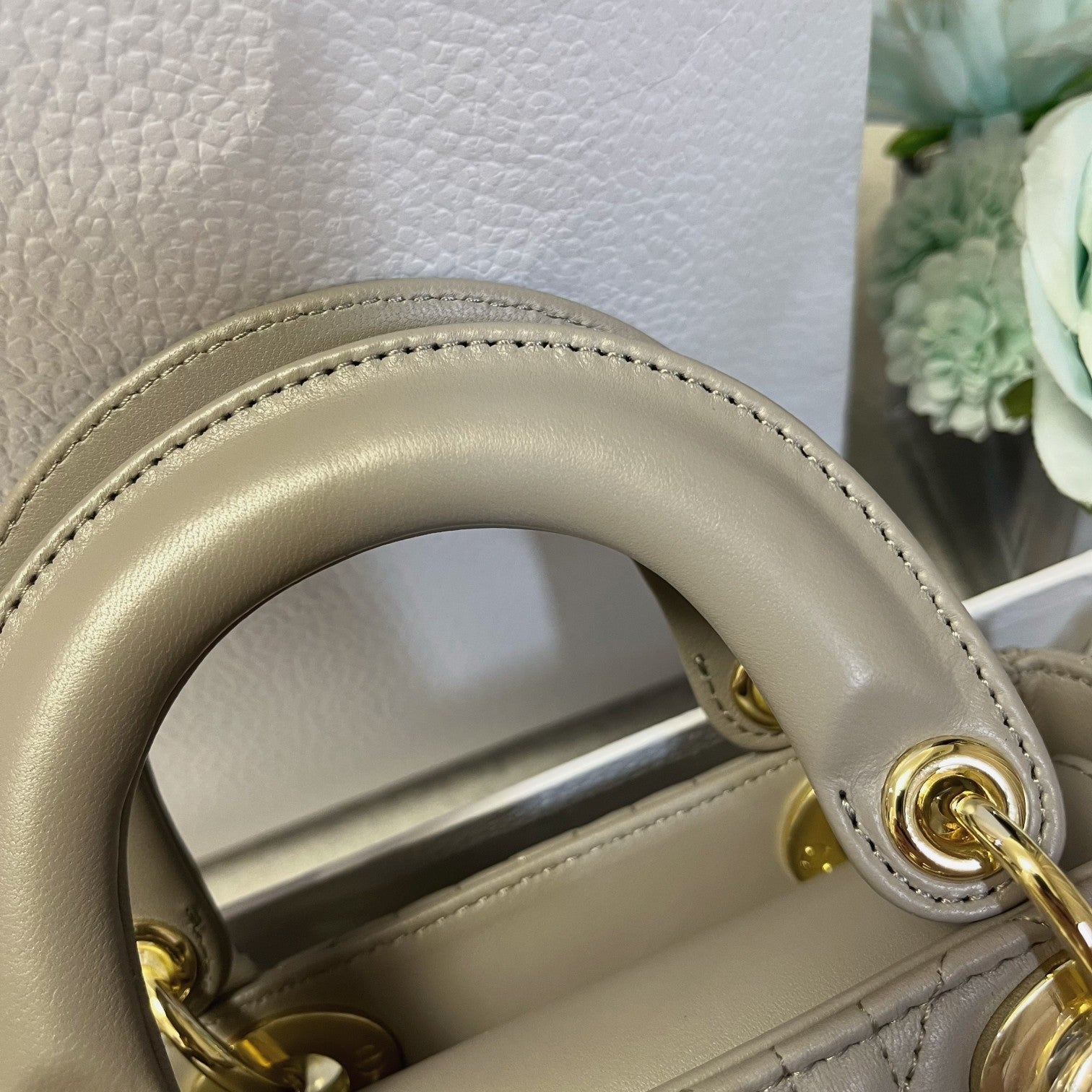 DIOR mini lady 17 brown grey lambskin