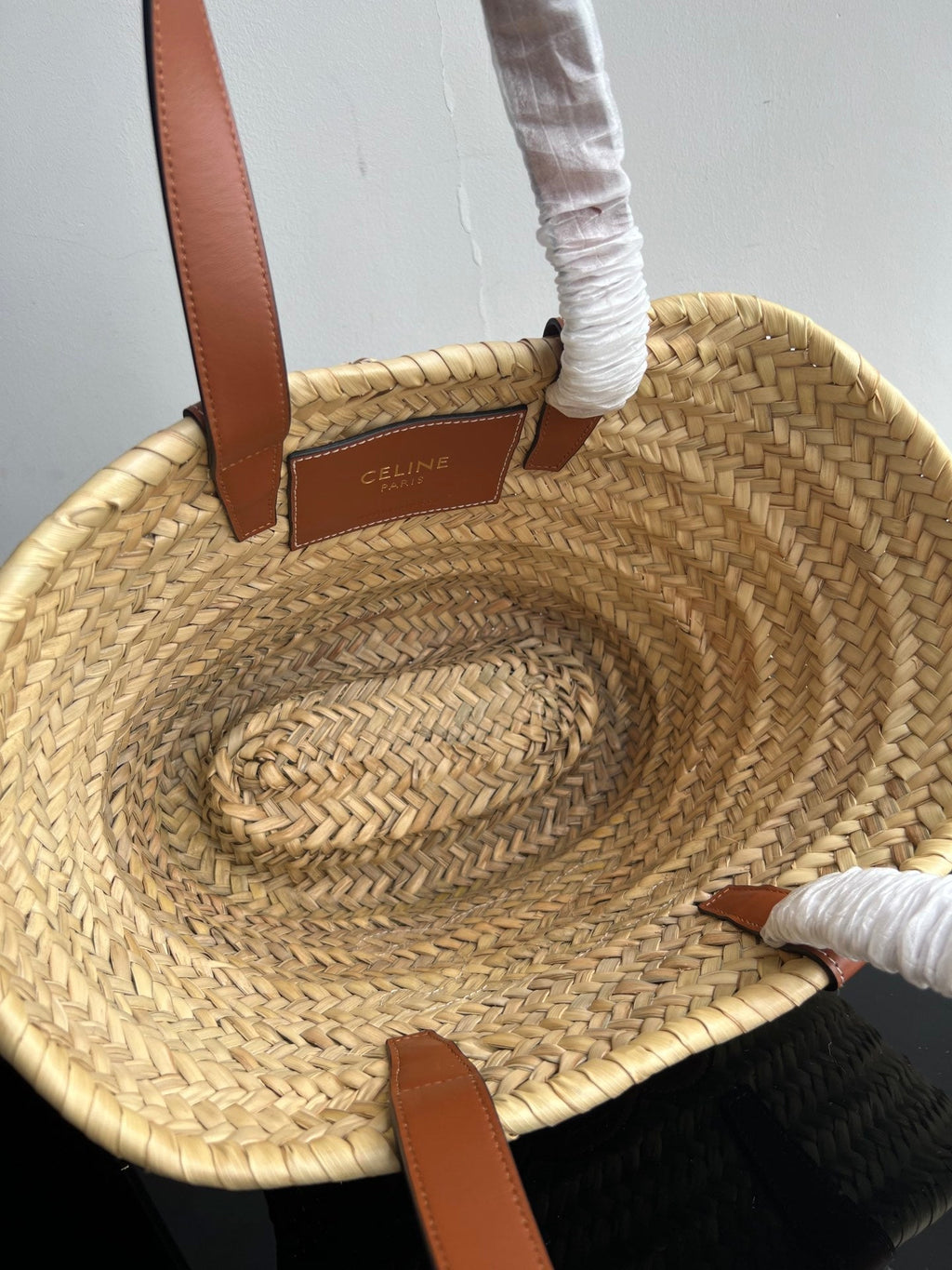 Celine TRIPHOME 35 BEIGE MOROCCAN RAFFIA FIBERS BAG