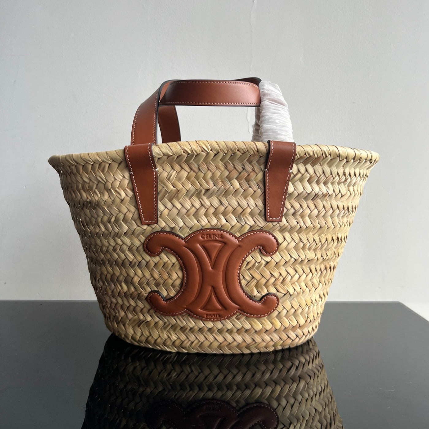 Celine TRIPHOME 35 BEIGE MOROCCAN RAFFIA FIBERS BAG