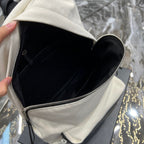 Saint Laurent RIVE GAUCHE BACKPACK 35 IN WHITE CANVAS MIX BLACK CALFSKIN