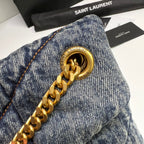 Saint Laurent PUFFER BAG 29 IN BLUE GRADIENT DENIM GOLD HARDWARE