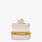 FENDI FENDI FENDACE BROOCH MINI 20 BAGUETTE BAG IN LIGHT PINK CALFSKIN