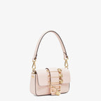 FENDI FENDI FENDACE BROOCH MINI 20 BAGUETTE BAG IN LIGHT PINK CALFSKIN