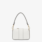 FENDI FENDI FENDACE BROOCH MINI 20 BAGUETTE BAG IN WHITE CALFSKIN
