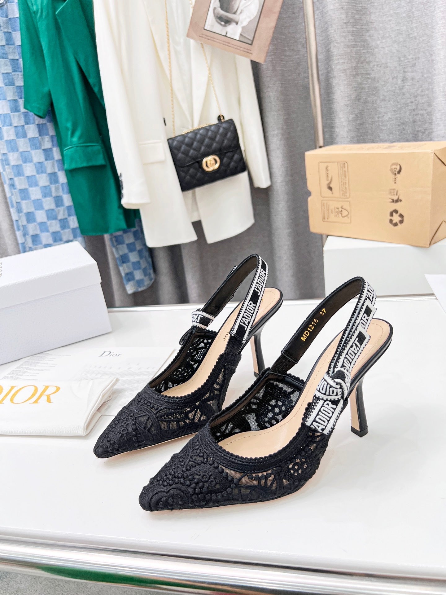DIOR 25 J'A DIOR Slingback Pump Mesh Fabric 237974