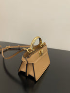 FENDI FENDI PEEKABOO ISEEU MICRO 12 BAG IN COPPER BROWN CALFSKIN WITH GOLD HARDWARE