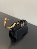 FENDI FENDI PEEKABOO ISEEU MICRO 12 BAG IN BLACK CALFSKIN WITH GOLD HARDWARE