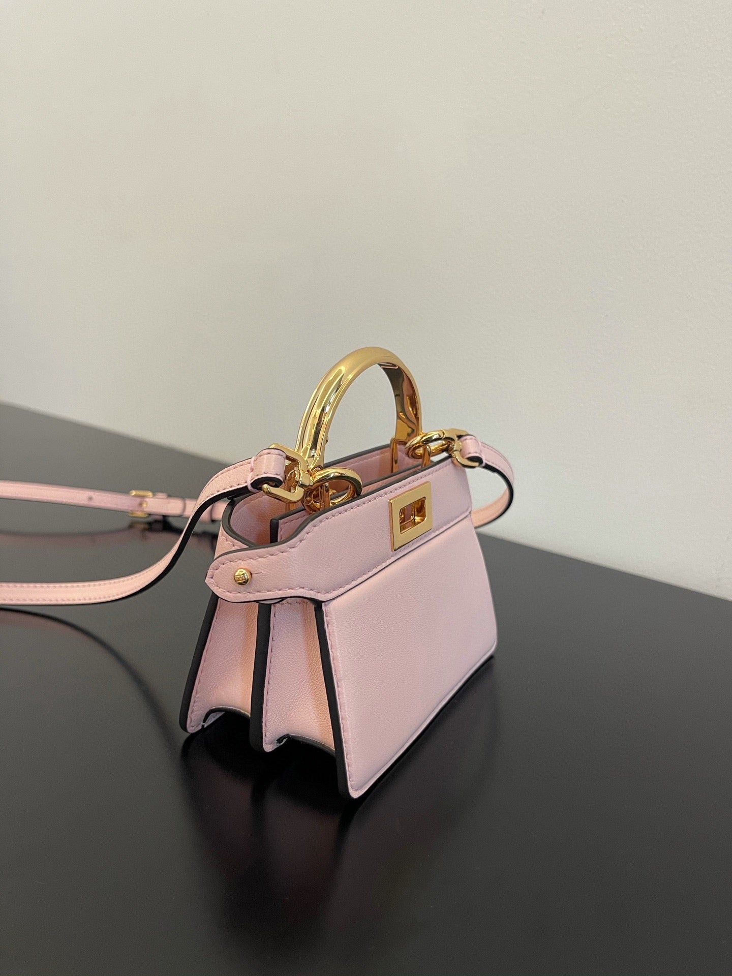 FENDI FENDI PEEKABOO ISEEU MICRO 12 BAG IN LIGHT PINK CALFSKIN WITH GOLD HARDWARE