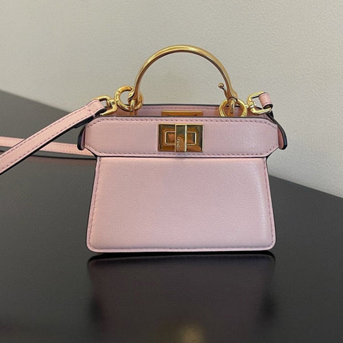 FENDI FENDI PEEKABOO ISEEU MICRO 12 BAG IN LIGHT PINK CALFSKIN WITH GOLD HARDWARE