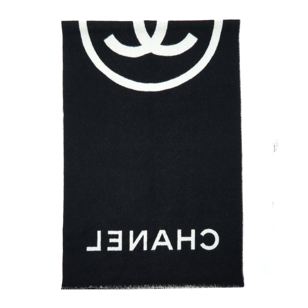 Chanel 21K Cashmere Scarf / Shawl Black And White