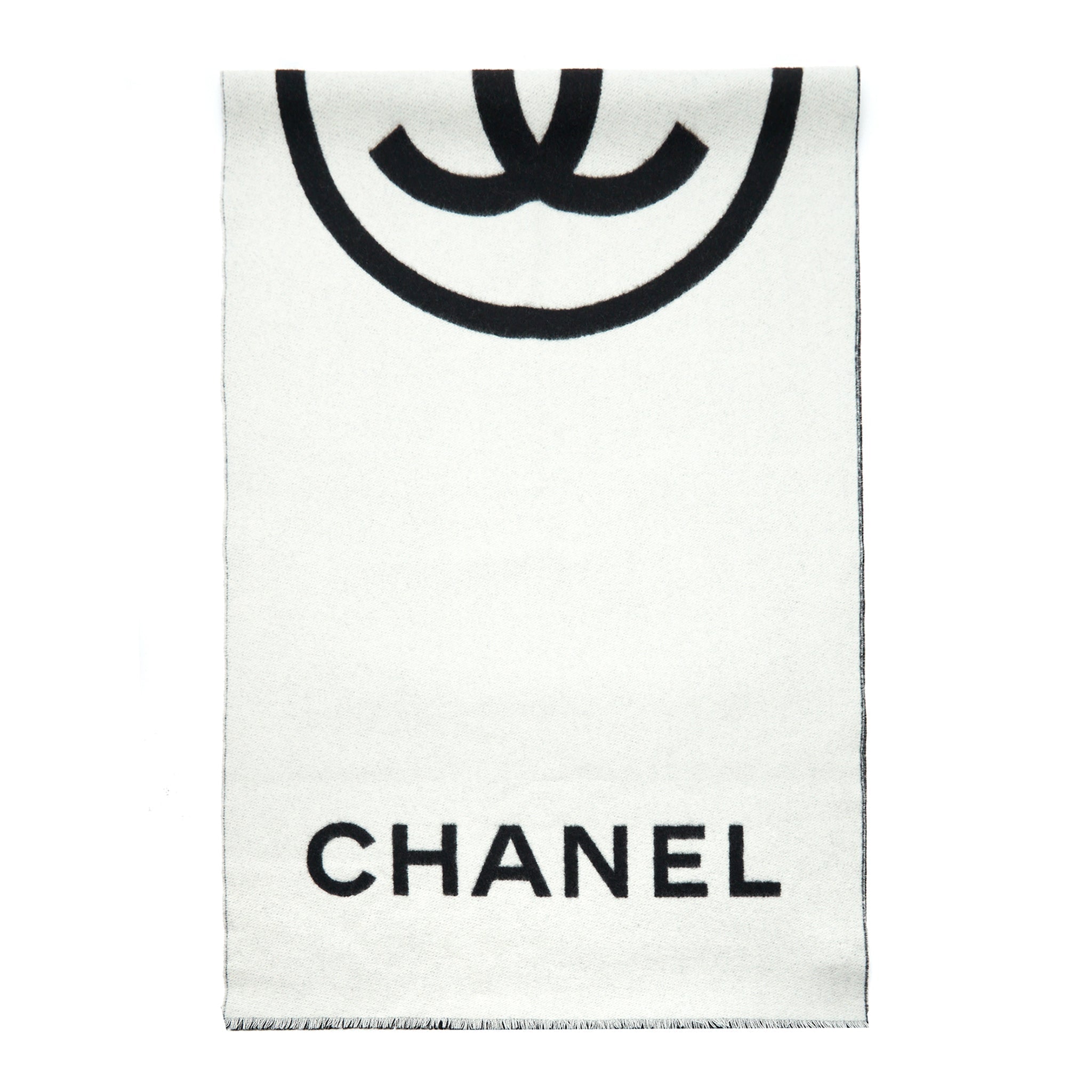 Chanel 21K Cashmere Scarf / Shawl Black And White