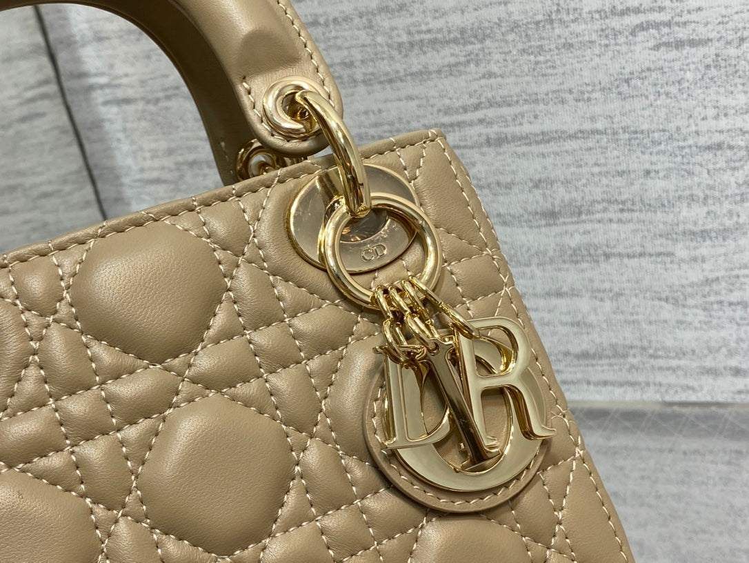 DIOR mini lady 17 camel lambskin