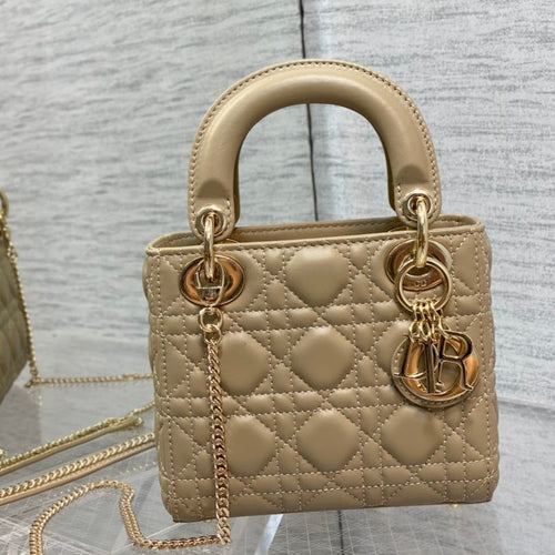 DIOR mini lady 17 camel lambskin
