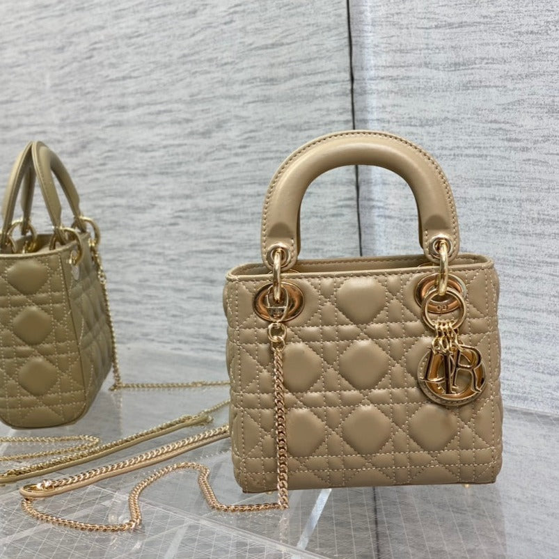 DIOR mini lady 17 camel lambskin