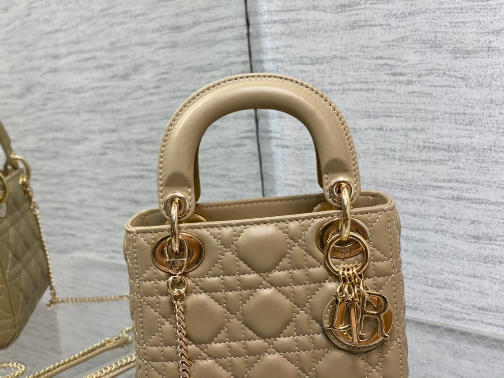 DIOR mini lady 17 camel lambskin