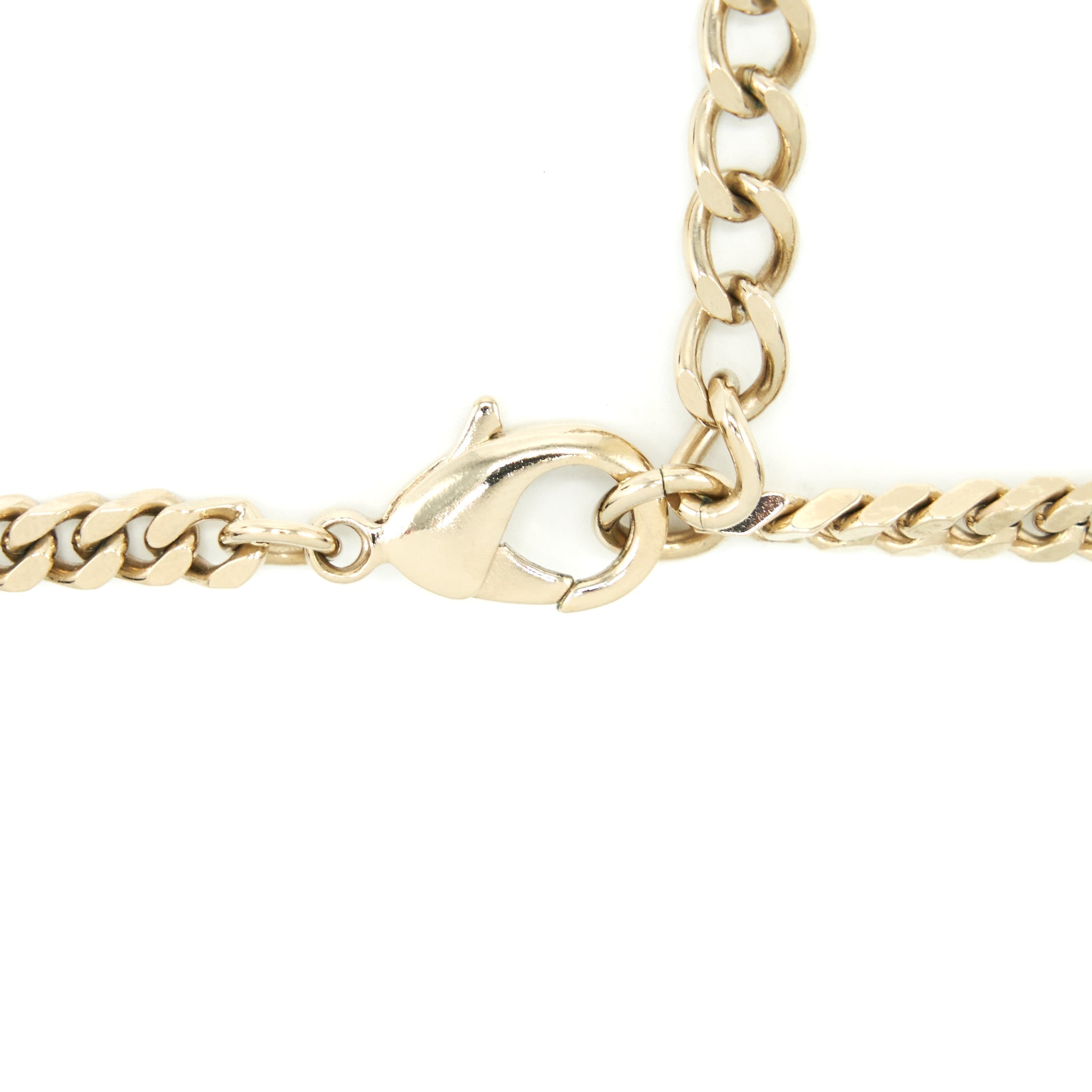 Chanel Mini CC Logo Choker/Double Chain Bracelet Light Gold Tone