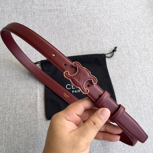 Celine Medium Cuir Triomphe Belt 25mm Wine Calfskin