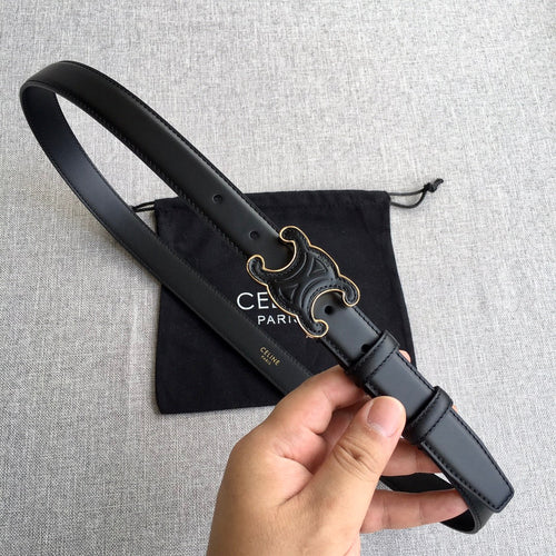 Celine Medium Cuir Triomphe Belt 25mm Black Calfskin