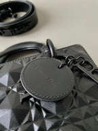DIOR SMALL LADY 20 ALL BLACK LAMBSKIN DIAMOND MOTIF