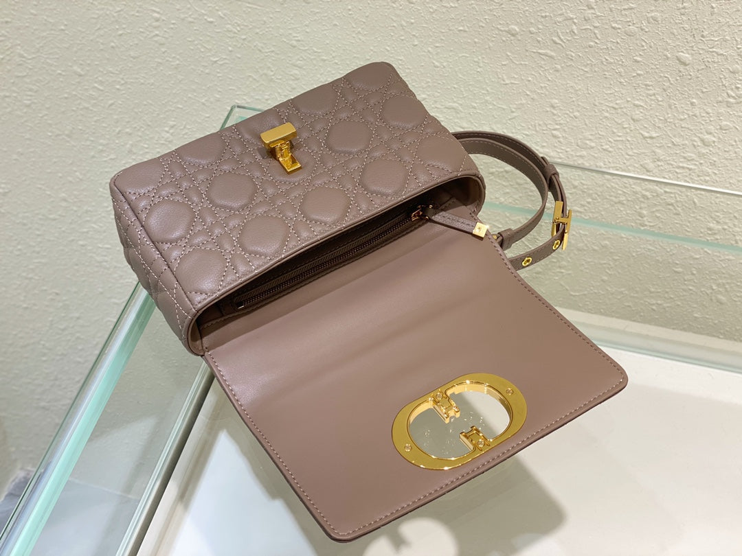 DIOR SMALL CARO BAG 20 WARM TAUPE CALFSKIN