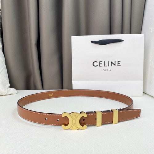 Celine Medium Triomphe Belt 25mm Tan Calfskin Gold Loop Ghw