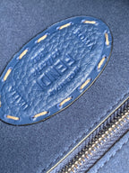 FENDI Peekaboo Mini Selleria Bag 23cm blue leather shw with 220 hand-sewn stitches