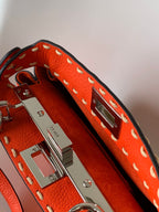 FENDI Peekaboo Mini Selleria Bag 23cm red leather shw with 220 hand-sewn stitches