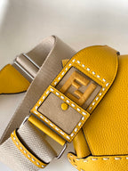 FENDI Peekaboo Mini Selleria Bag 23cm yellow leather shw with 220 hand-sewn stitches