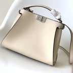 FENDI Peekaboo ISeeU Small 27cm Bag ivory lambskin gold hardware