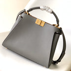 FENDI Peekaboo ISeeU Small 27cm Bag grey lambskin gold hardware