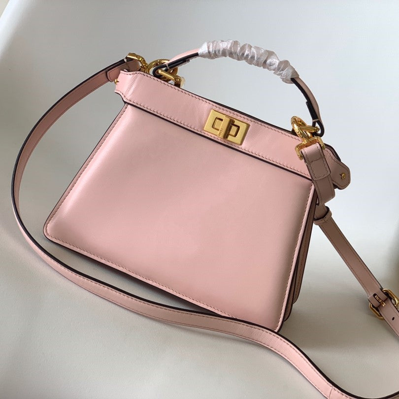 FENDI Peekaboo ISeeU Petite 20 Bag Pink Lambskin Ghw