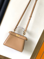 FENDI Peekaboo ISeeU Petite 20 Bag Light Brown Lambskin Ghw