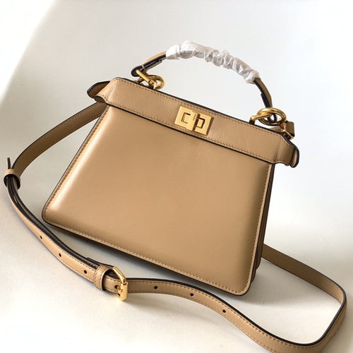 FENDI Peekaboo ISeeU Petite 20 Bag Light Brown Lambskin Ghw