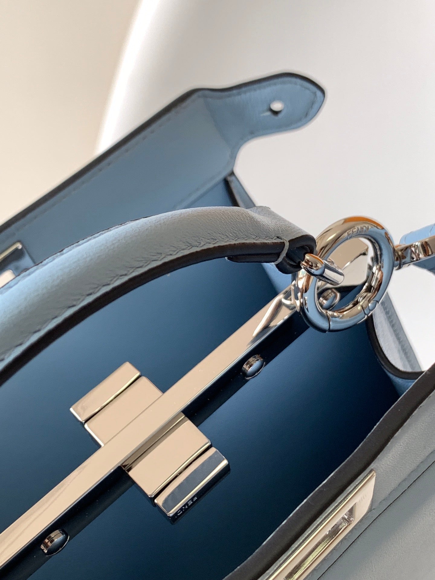 FENDI Peekaboo ISeeU Petite 20 Bag Baby Blue Lambskin Shw